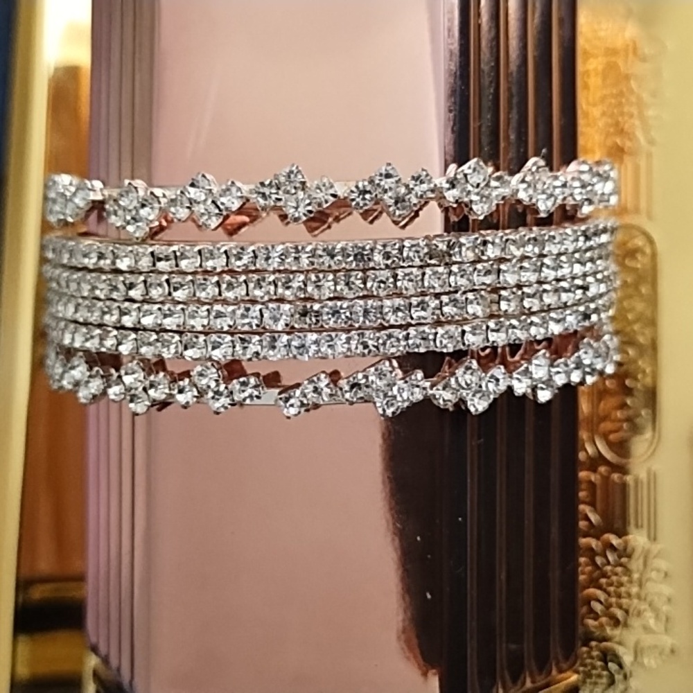 Sparkling Silver Rhinestone Bracelets Set. Nwt - image 1